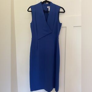 MaxMara Royal Blue Sleeveless V Neck Cocktail Formal Mid Length Dress | US 8